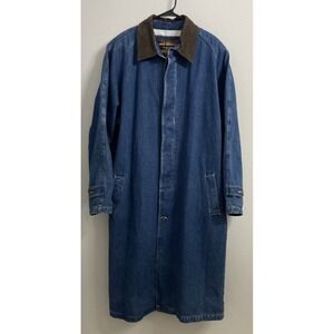 Vtg Global Identity G-IIL Long Denim Jean Western Duster Trench Coat Jacket--XL